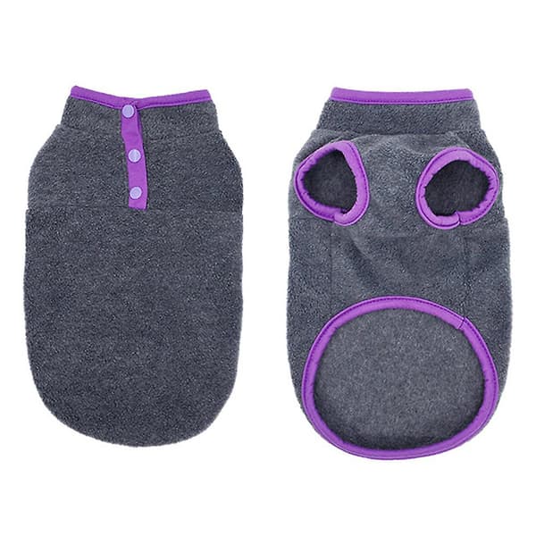 2 st husdjur hundvalp vinter varm kläder fleece tröja pullover jacka kläder（S）mörkgrå