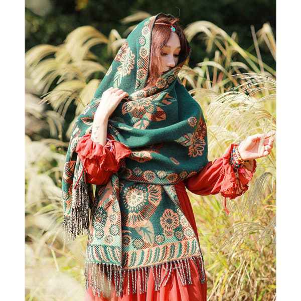 Oversized myke boho skjerf og sjal
