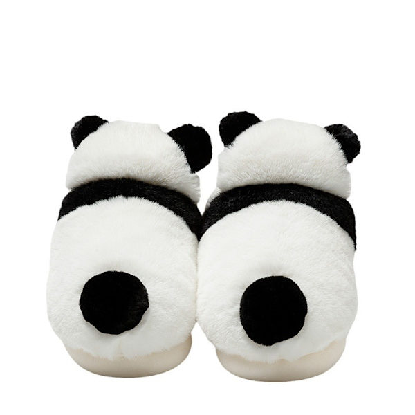 Søte panda-sko vinter plysj tøfler for kvinner varme tegneserie hage hus sko innendørs hjem tykke såler sko sklisikre fluffy 24,5 cm