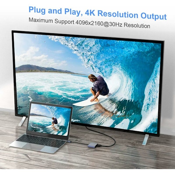USB C till VGA HDMI Adapter, Typ C till VGA HDMI 4K UHD Adapter Kompatibel med MacBook Pro/Air Nintendo Dell HP Samsung S8/S9 Huawei Mate 30 och fler l