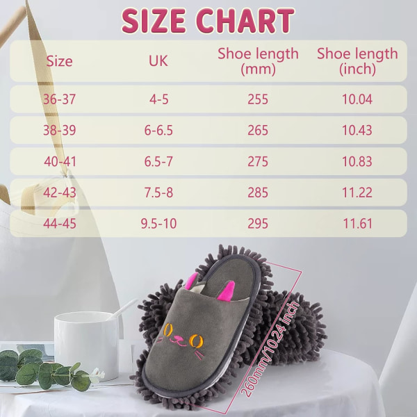Varme Mikrofiber Tøfler Gulv Støv Snavs Hår Mop Tøfler Sko Skridsikre Mokassiner Soveværelse Hjem (Kat)