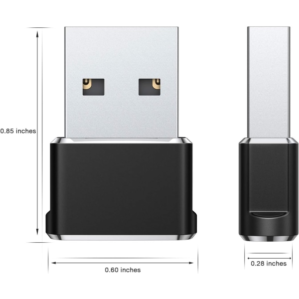 Sølvfarge USB C Hunn til USB A Mann Adapter 3-Pack, Type C Cha