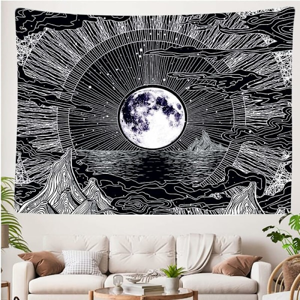 200 x 150 cm Dekorativ Väggbonad Sovrum - Måne Stjärnor Natur Moln Psykedelisk Bohemisk Berg - 200 x 150 cm Stor – Tapestry Estetisk Vägg