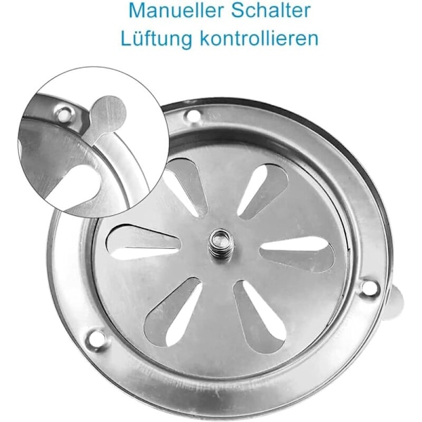 Rund ventilasjonsrist, ventilasjonsrosett i rustfritt stål, 125 mm ventilasjonsgitter i rustfritt stål evakueringsledning ENVACURY AIRVACTURE V