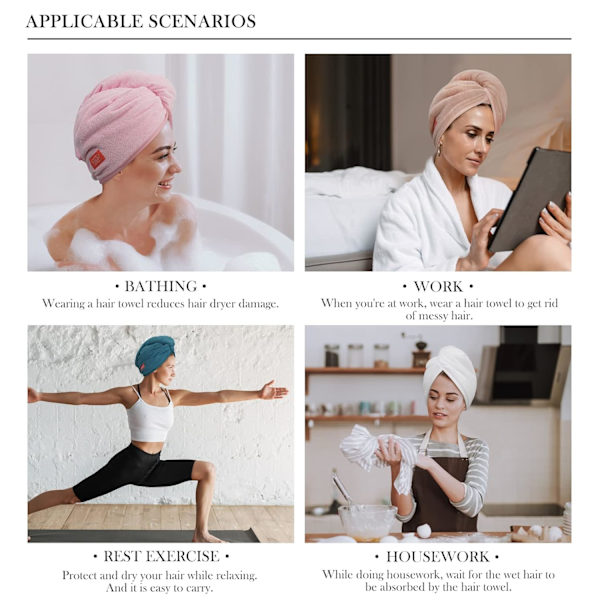 Mikrofiberhårhandduk för kvinnor, 10 tum x 26 tum superabsorberande snabb torkande hårturban för torkning av lockigt långt tjockt hår (grå)
