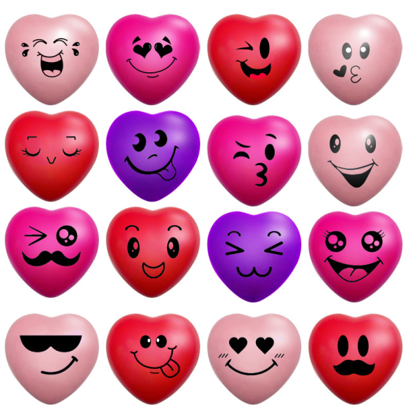 Valentine's Day Stress Ball, Heart Squeeze Ball, 1.57 Inch Smile Ball, Facial Stress Relief Heart Shape Party Favor, Gift for Kids (Style Available)