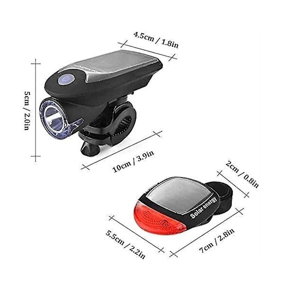 Solcelled Cykellygte Sæt, USB Genopladelig Forlygte Cykel Vandtæt Sol Forlygte Og Sol Cykel Baglygte, Forlygte Og Baglygte Med 2 Mo
