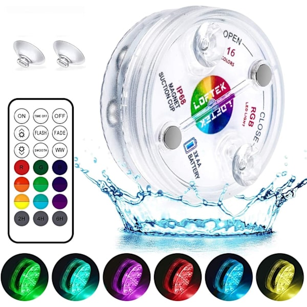 LED-dykkerlys med magnet til svømmepøler, akvarier, badekar, springvand, damme, bunden af poolen, vaser og underjordiske lys