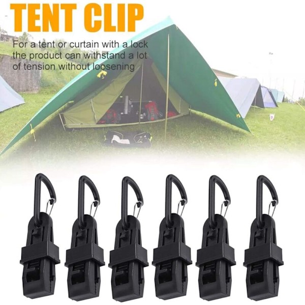 6 st Camping Karbinhake Presenningsklämma Set Presenningsklämma med Camping Tältklämma Återanvändbara Tältklämma Tillbehör för Utomhuscampingaktiviteter