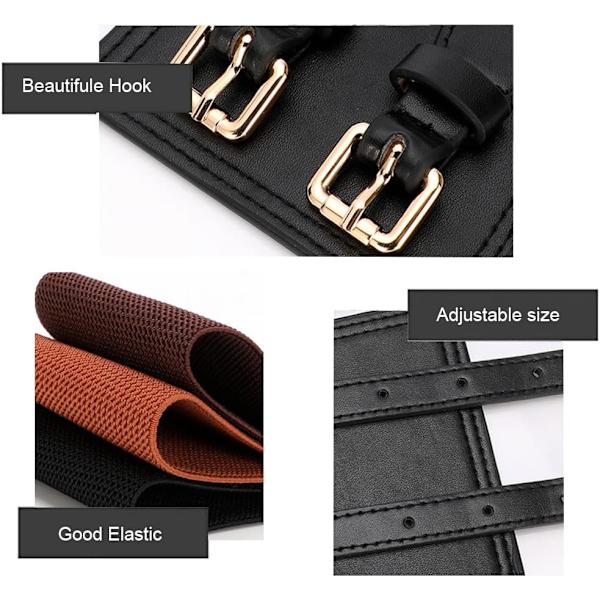 Dam bälte brunt svart elastiskt midja löst tight elastiskt dragsko dam bälte