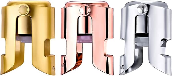 3-pack - Rostfria champagneproppar för mousserande vin - Luftbubbelssäkra - Inga vassa kanter, inga läckor, skydd för mousserande vatten, Pr