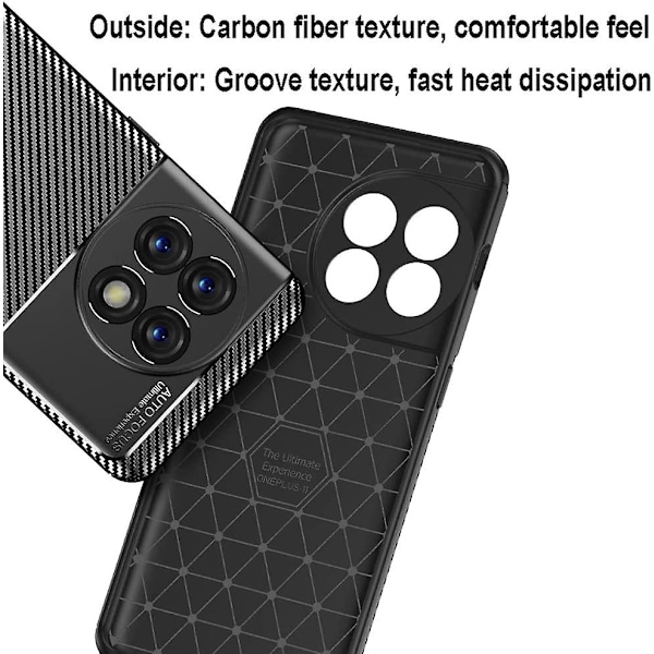 Kolfibermönstrad fodral kompatibelt med Oneplus 11, mjukt Tpu-fodral, anti-fingeravtryck, smalt och lätt