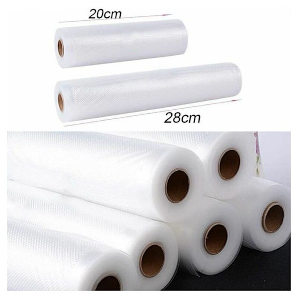 Pakke med 6 ruller 20x500cm + 28x500cm pregede vakuumpose matenhet