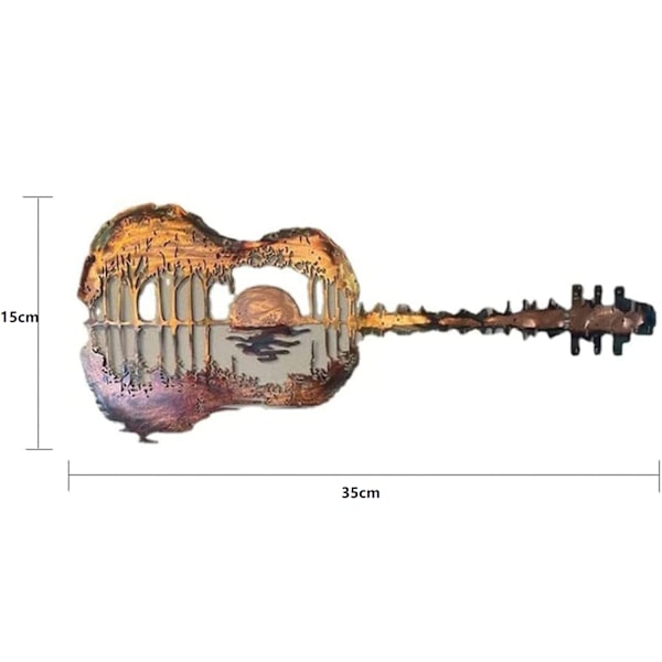 Abstrakt gitar metallkunst dekorasjon håndverk, metall smidd jern skog gitar, utendørs innendørs gårdsplass gitar veggkunst