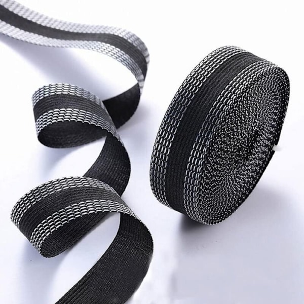 Strykbart band med fållband strykbart band för gardin - 2,5 cm × 5 m svart band svart