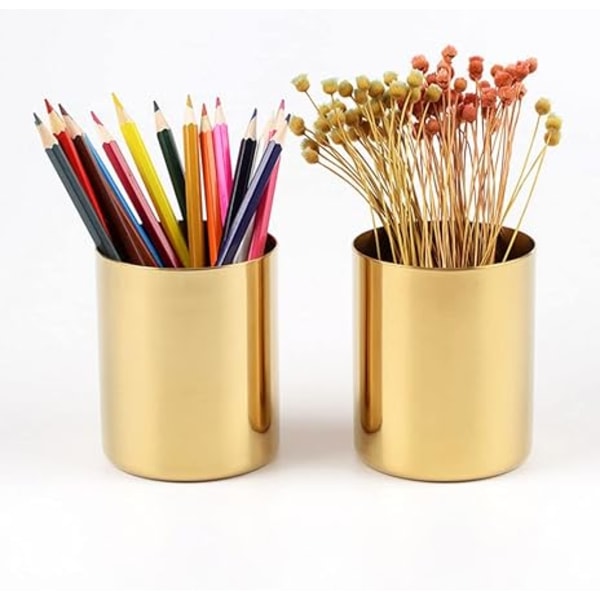 Penholder i Guld - Makeupbørsteholder til Skrivebord - Opbevaringsbeholder