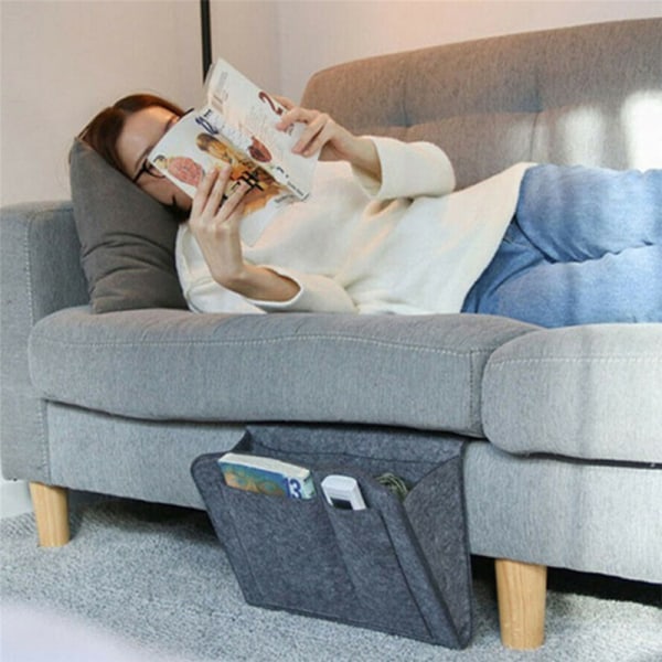 Filtpose Filt opbevaringspose Filt sengside hængende pose Sofa sengside diverse opbevaringspose (khaki type)