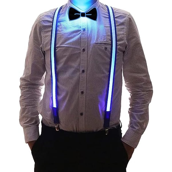 Blå lysande hängslen herr för vuxna Justerbart LED-bälte pr