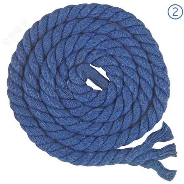 Flätat bomullsrep med 3 trådar på 8 mm x 20 meter för handgjord stickning (02 kungsblå)