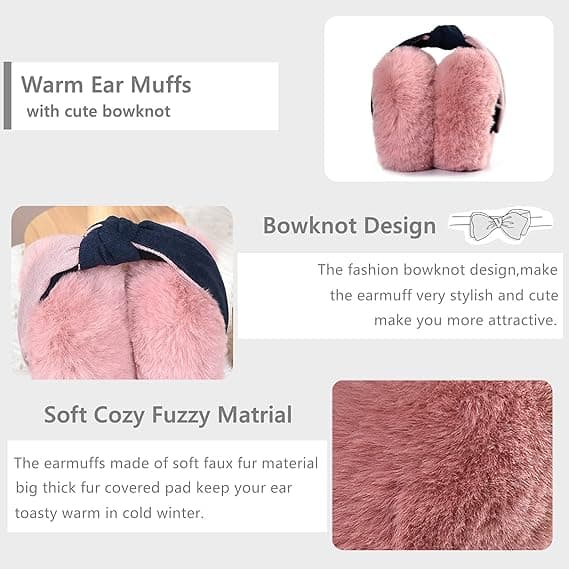 Vinteröronmuffar Dam Faux Päls Päls Öronmuffar Fällbara Mjuka Öronvärmare Fluffy Öronmuffar