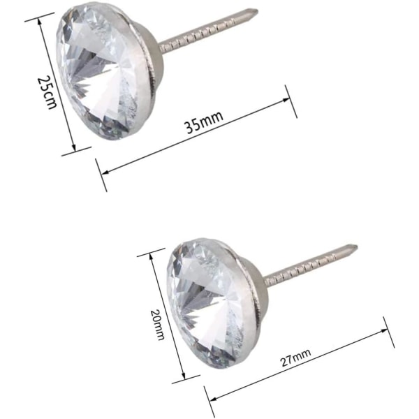 60-pack kristalldekorativa naglar 20mm(30st) 25mm(30st) Klädsel