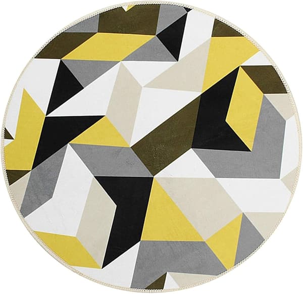 Rundt teppe, flanellmatte for å sitte på, vaskbar matte, stolmatte, romdekorasjon (60 cm)