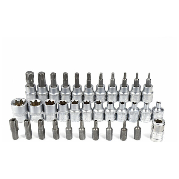 34-osainen Torx-hylsysarja I E4-E20-mutterisarja I T10-T60 Torx-hylsysarja I Hylsyavaimen lisäosat