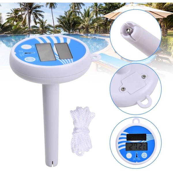 Bassengtermometer, Flytende Bassengtermometer, Solar Bassengtermometer, Digitalt Bassengtermometer, LCD Vanntemperaturtermometer for Basseng, Spa, Jacuzzi