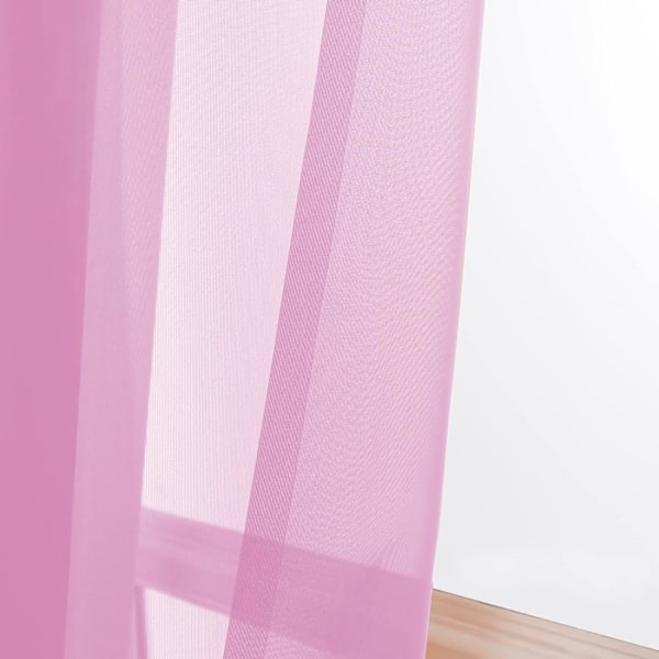Pink Tyl Gardiner 213 cm Langt Sæt med 2, Tyl Hvide Gardiner til Stue/Soveværelse, Tyl Gardiner med Stanglomme, 2 Stykker, Hver 134 cm B x 213 cm L