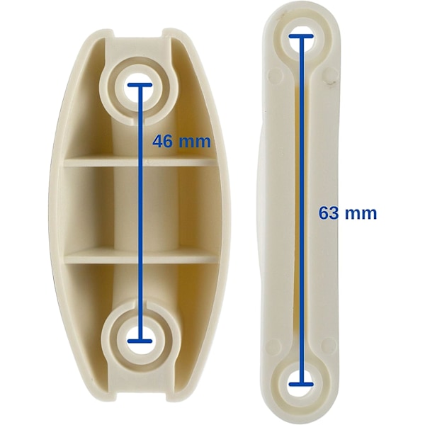 Caravan og bobil dørvrider, 46mm og 63mm hullmellomrom, hvit dørvrider, service- og oppbevaringsdør, bobildørsikkerhet, campingvogntilbehør