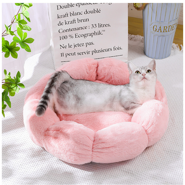 Kukka ruukku koiranpeti pyöreä pörröinen pentupeti koirille ja kissoille