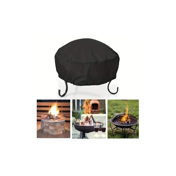 210D Rundt Bålsted Cover 85cm Diameter x 40cm, Vandtæt og Vindtæt Cover, Sort