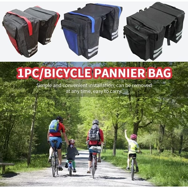Förvaringsväska för bakre cykelpakethållare, vattentät, reflekterande, för cykelsadel, förvaringsväska för långa cykelturer (svart) cykel (svart)