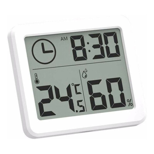 Digital inomhustermometer hygrometer LCD C/F Temperatur Luftfuktighetsmätare Väckarklocka -10-70C