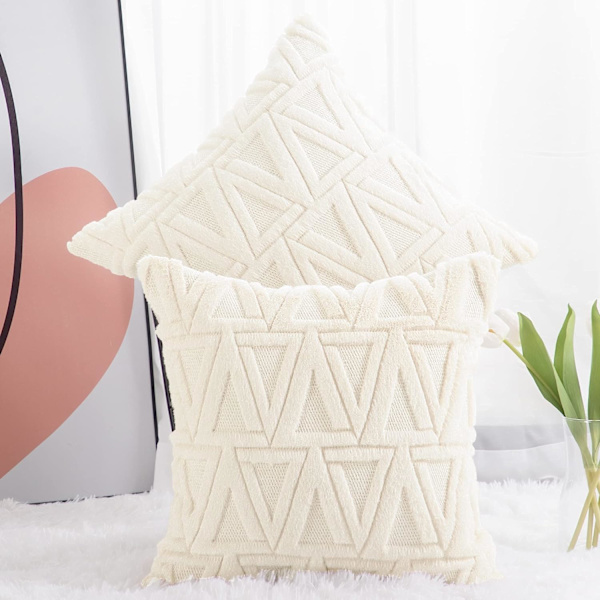 Beige - 45*45cm, 2 st Mjuk Plysch Kort Plysch Dekorativ Kuddfodral Lyxig Stil Soffa Sovrum