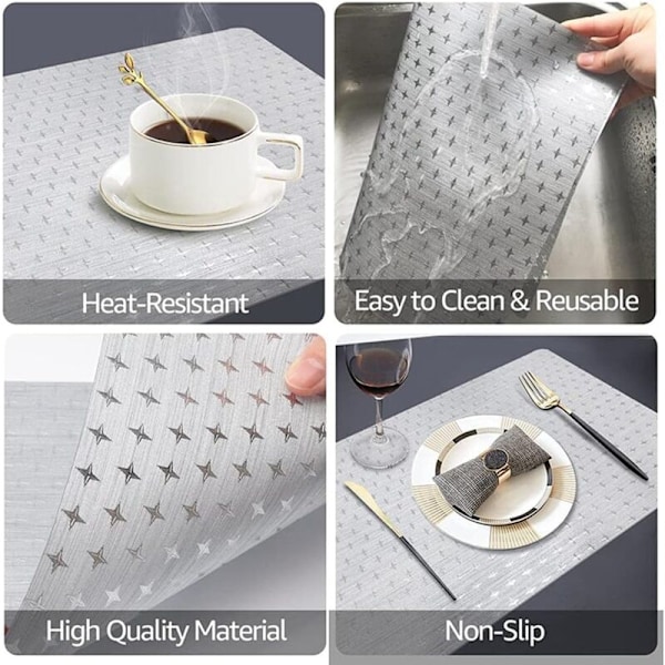 Cartorne Bordstablett Set Tecknad Design Set om 2 Bordstabletter Plast PVC Icke-hård Bordstablett Rektangulär Anti-halk Värmebeständig Lätt att rengöra