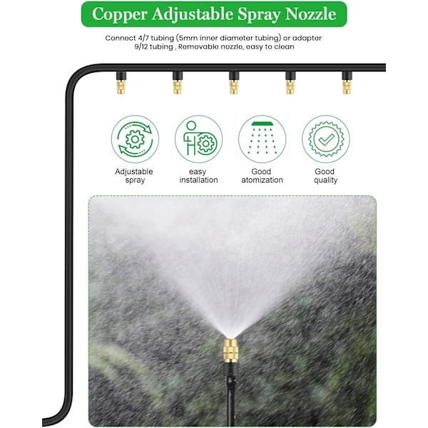 30 stk. Messing Spraydyser Justerbar Forstøverdyser Kobber Dryp Irrigation Mikro Forstøversprinkler 4/7mm