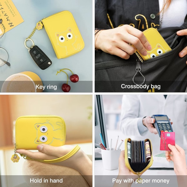 Söpö nahkainen luottokorttikotelo naisille, pieni RFID-suojaus