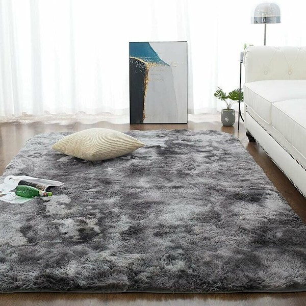Ryamatta för vardagsrum 160 x 230 cm Mörkgrå Plysch Mjuk Polypropenfiber Halkfri Matta-
