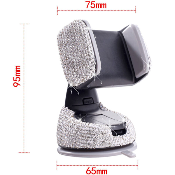 1 brillant diamant biltelefonholder, skinnende krystal biltelefonholder, justerbar og alsidig bilnavigationsholder til luftudtag (75 x 95 x