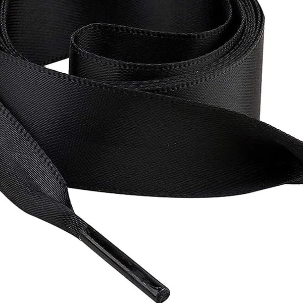 3 par flade silkebånd (sorte) med snørebånd 2 cm brede og 120 cm lange, egnet til sneakers' balletsko