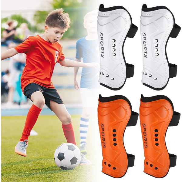 2 par fotball leggbeskyttere for barn, tenåringer leggbeskyttere, unisex pustende fotball leggbeskyttere, fotb