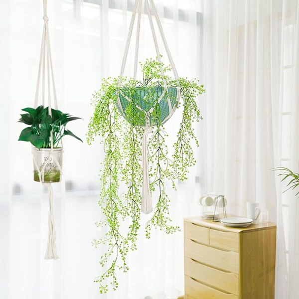 4 st macramé upphängningskruka, stöd för hängande krukor för blommor, macrame upphängning macrame växt bomullsrep upphängning burk växtdekoration interiör