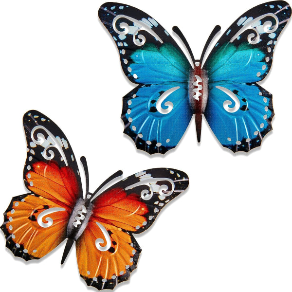 2 stycken stora metallfjärilar utomhus trädgårdsdekorationer överträffar