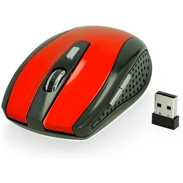 Trådløs optisk sporingsmus USB-modtager 2.4G 1600 DPI 6 knapper til pc bærbar computer sort lys trådløs sensor