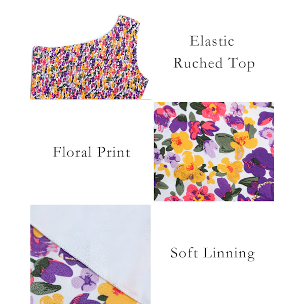 Kvinder Off Shoulder Ærmeløs Casual Sommerkjole, 2023 Ruched Højtaljet Blomster Flowy Strand Boho Maxi Kjole