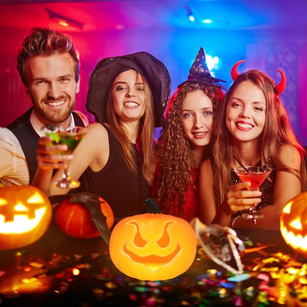 Halloween græskar lanterne, 9 tommer glød lanterne græskar Halloween plastik glød