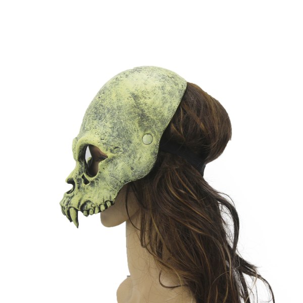 Kranieskum Halvmaske, One Size, Voksen, Mand, Halloween, Karneval, Temafest, Skelet, Kranie, Fangehul, Dæmon