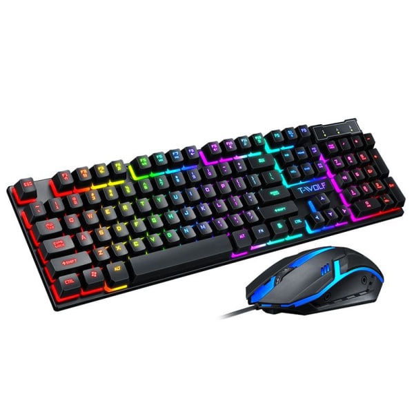 Gaming tastatur og mus, LED Rainbow Baggrundslys Farve Lysstyrke