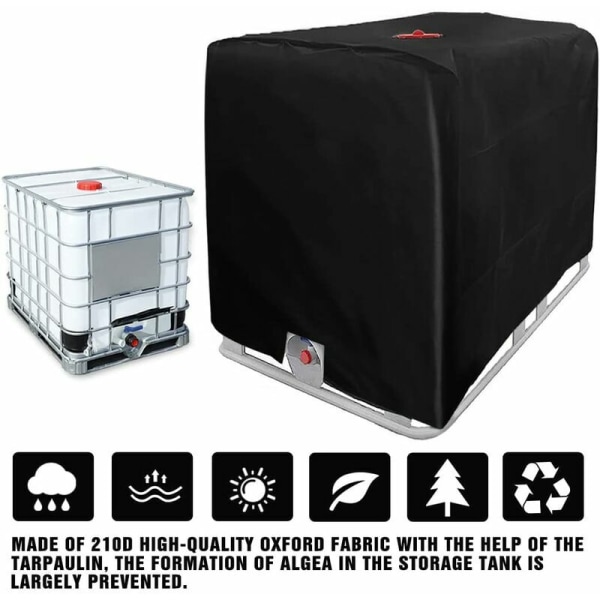 Presenning IBC-tanklock för 1000L IBC-behållare, 116 x 100 x 120 cm Anti-UV Anti-regn Vattentank Presenning (Svart) Fonepro